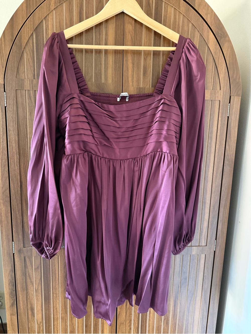 Abercrombie & Fitch Emerson Long Sleeve Pleated Bodice Dress - Plum